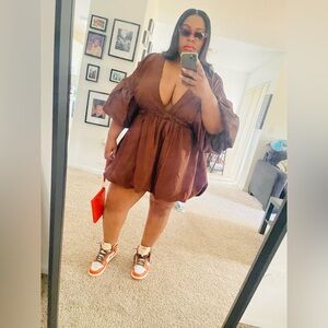 Pretty Little Thing Puff Sleeve Puffball Hem Dress Plus Size US 16